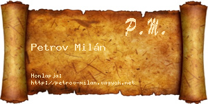 Petrov Milán névjegykártya